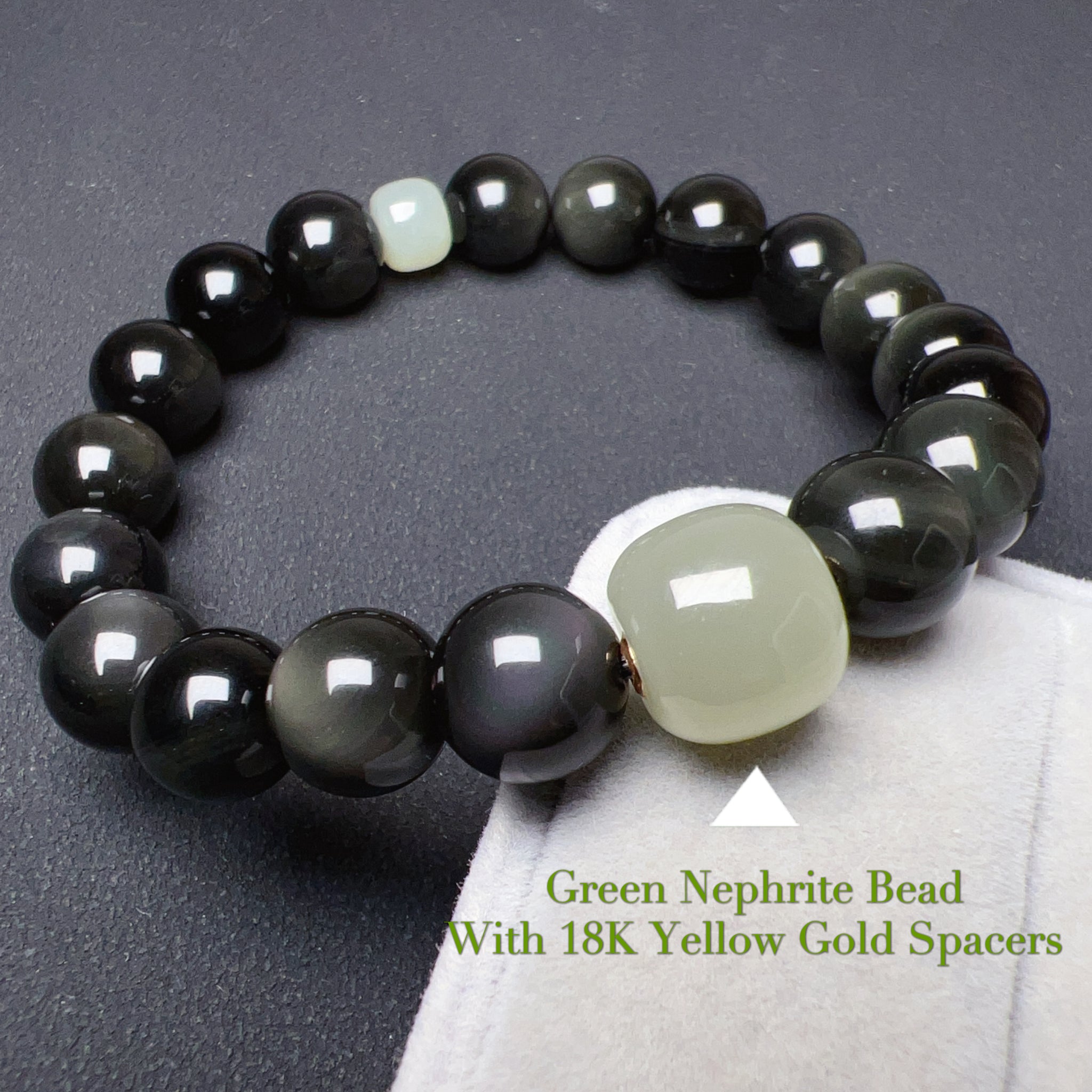 Jade Obsidian Bracelet Art Deco Green Black Beaded Hand Made | St. Germain  | eBay